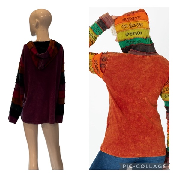 Greater Good Sunshine Dream Purple Multi  Patchwork Cotton Hoodie Size M - Picture 3 of 13